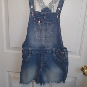 Denim short overalls